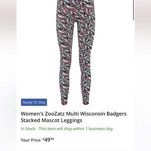 Badger leggings perfect for cheering on the Wisconsin Badgers!
